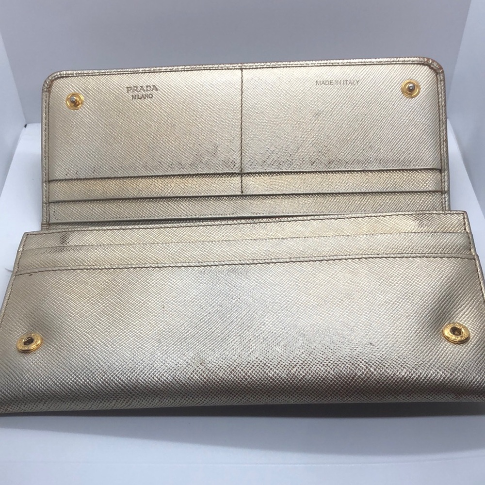 Gold Prada Saffiano Leather Long Wallet - Picture 4 of 12